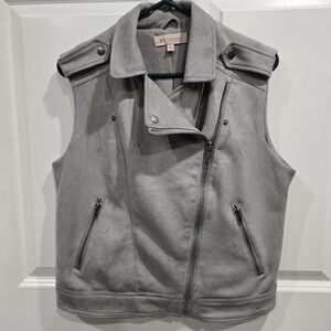 Philosophy Faux Suede Vest Womens Sz L Gray